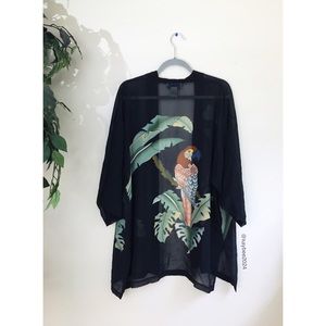 🌿 Vintage 100% Silk Tropical Printed Kimono 🌿
